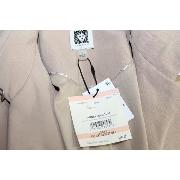 NWT Anne Klein $149 Womens Light Coffee Color Jacket Blazer 2 - Picture 7 of 7